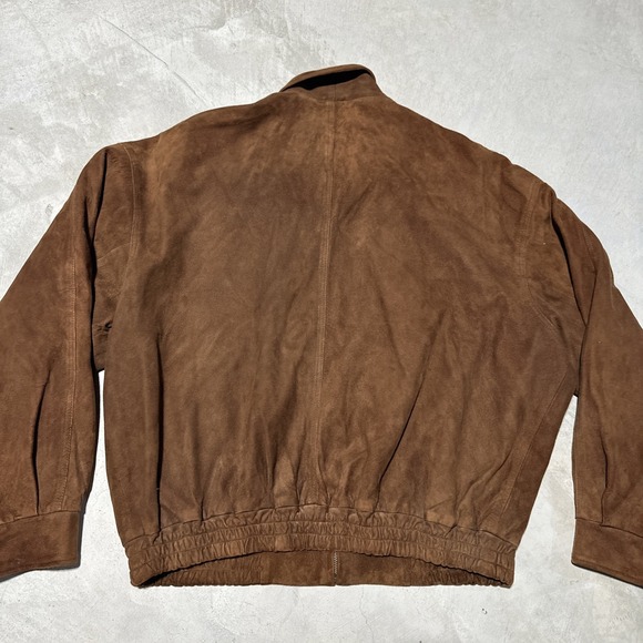 VTG Golden Bear Sportswear Men's SZ L Brown Suede Leather Bomber Jacket USA MADE - Picture 11 of 12